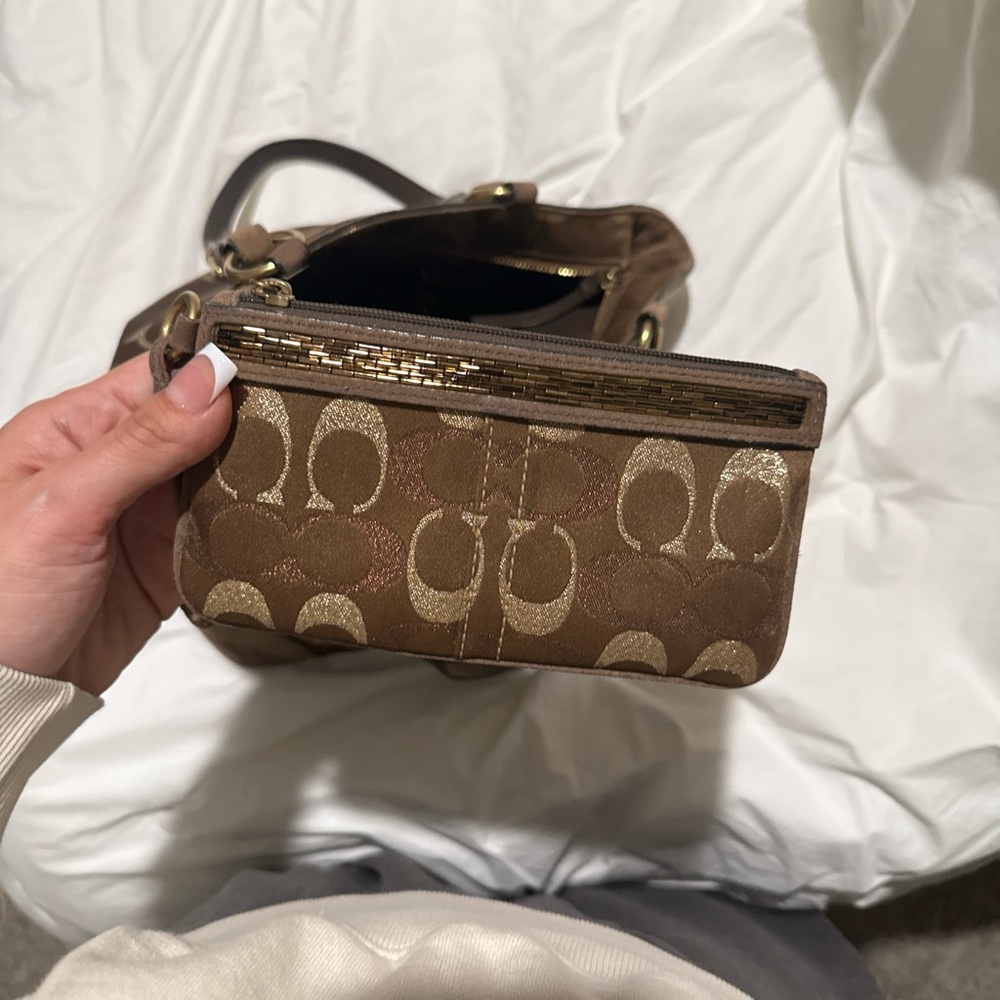 Coach Brown and Gold Shoulder Bag - Picture 5 of 6
